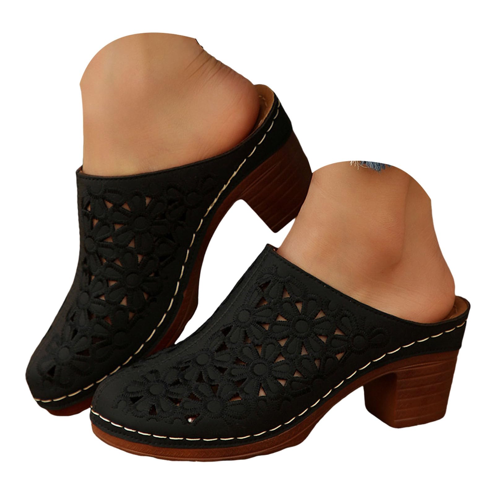 Womens Wedge Sandals 2026 Summer Fashion Closed Toe Comfortable Sandals Womens Breathable Slip On Beach Boho Block Heel Slippers — view 17