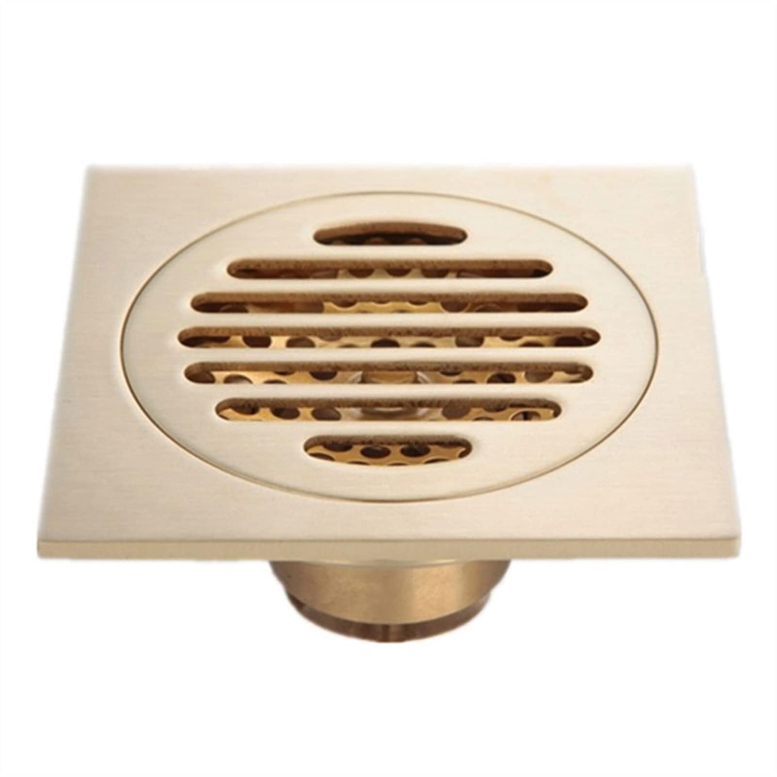 Drenaje de ducha de latón, rejilla extraíble de 4 pulgadas con colador de pelo para cocina, baño, garaje, sótano, escurridor cuadrado para un flujo de agua eficiente