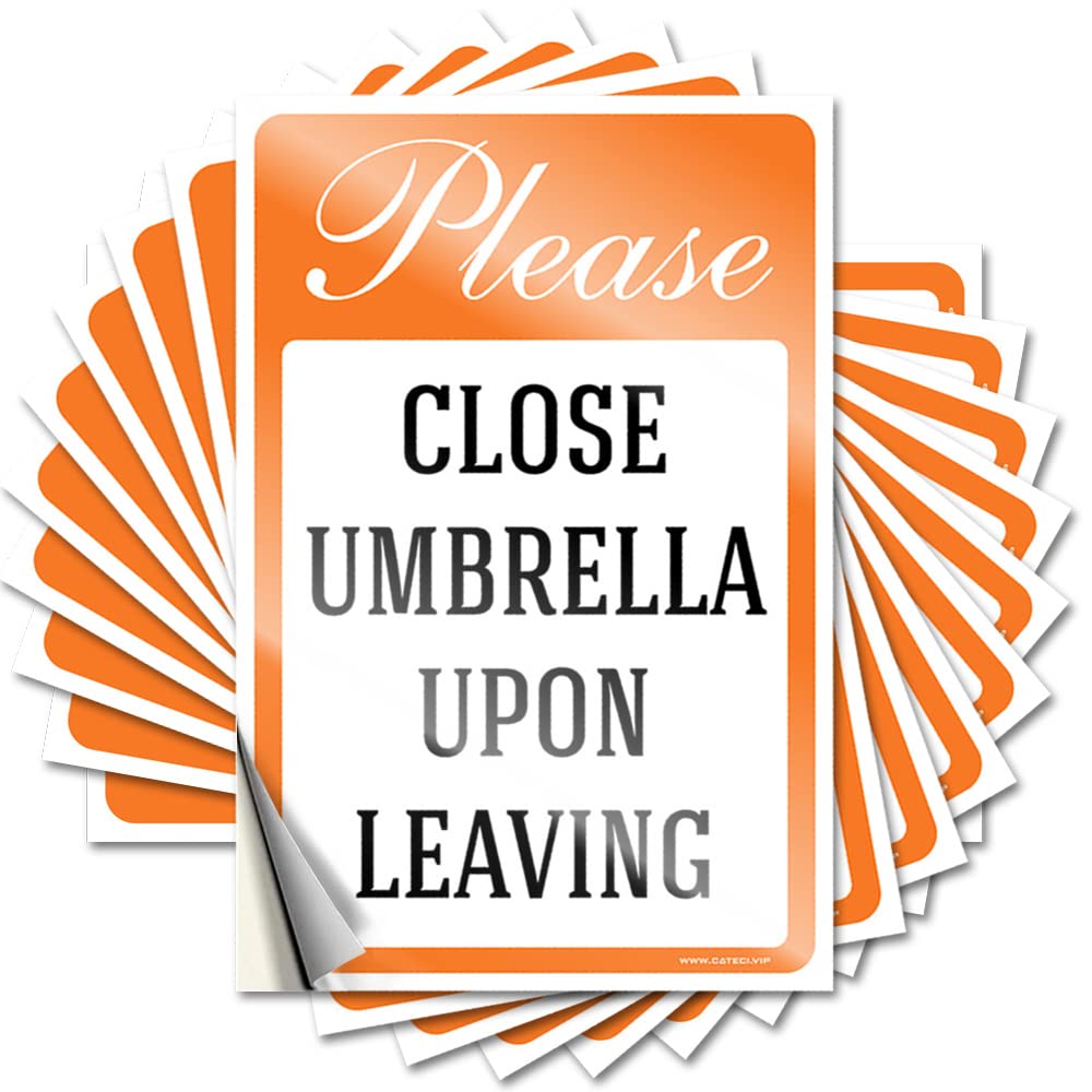 Coffee Accent Decals - Please Close Umbrella Upon Leaving Removable Decal Door Easy Peel for Teacher(12X18CM)