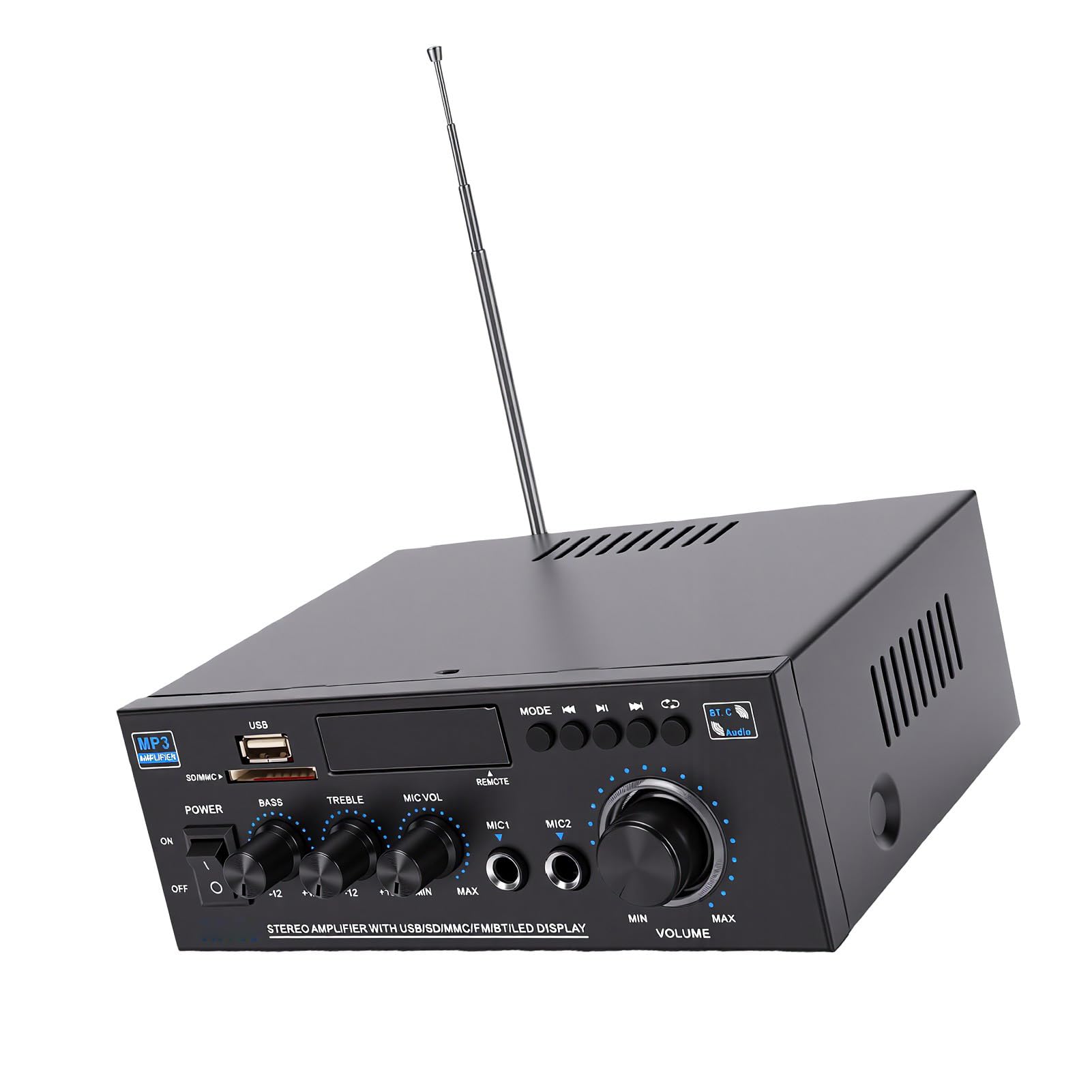 Amplificador Estéreo Bluetooth 5.0 de 2.0 Canales, Reproducción