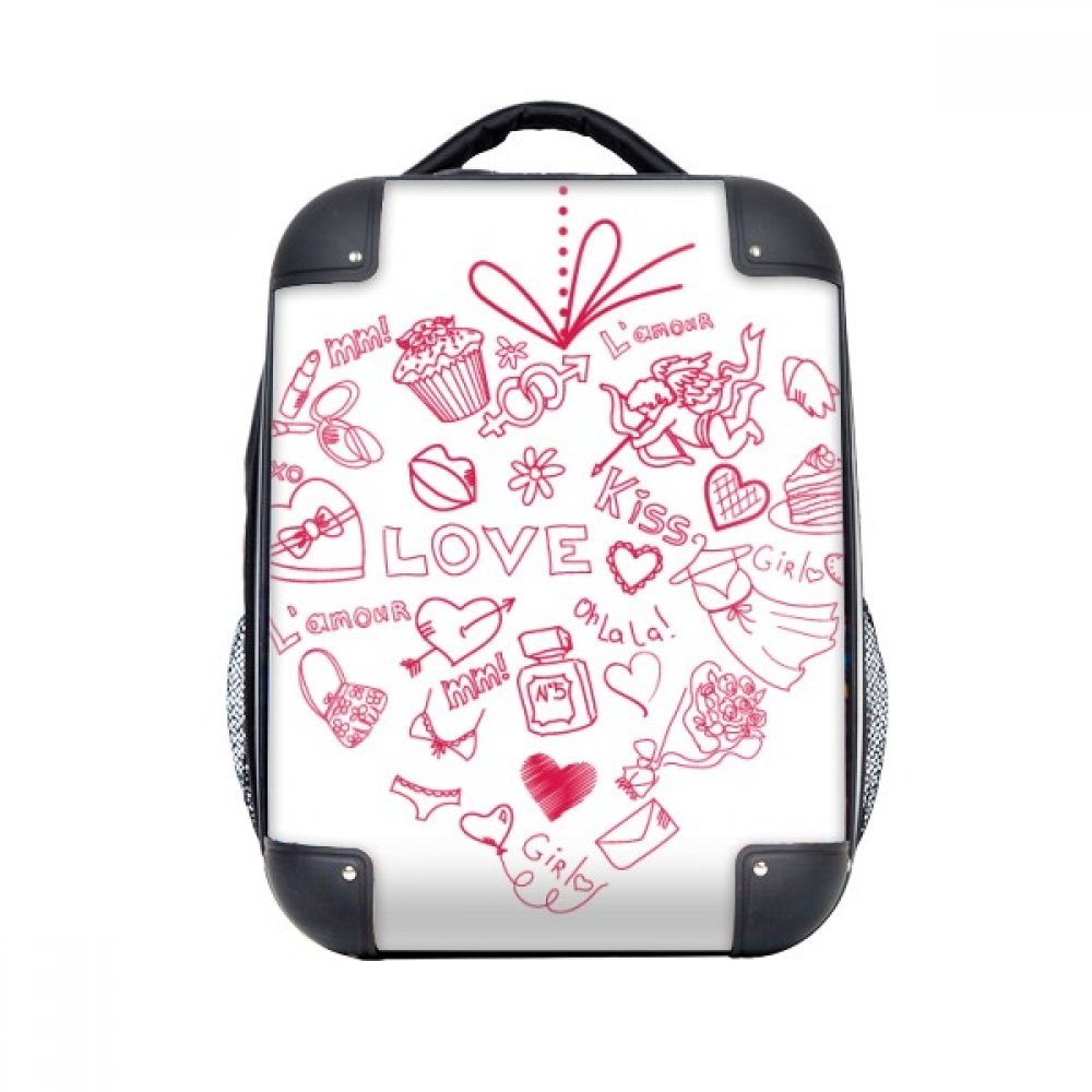 DIYthinker Valentine's Day Red Heart Shaped Angel Hard Case Shoulder Carrying Children Backpack Gift 15" One Size Black