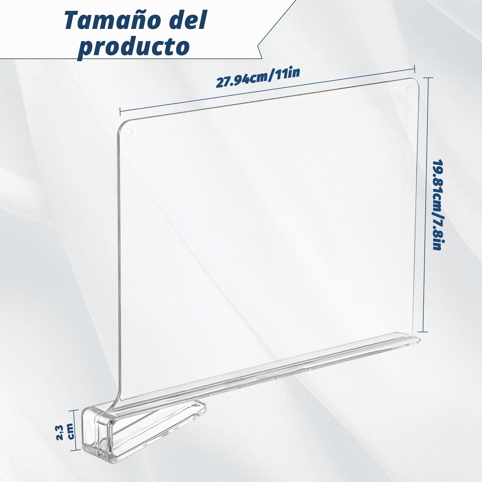 Juego de separadores de estantes de 8 piezas, 30 x 20 cm, acrílico transparente, multifuncional, para dormitorio, cocina, oficinas y más