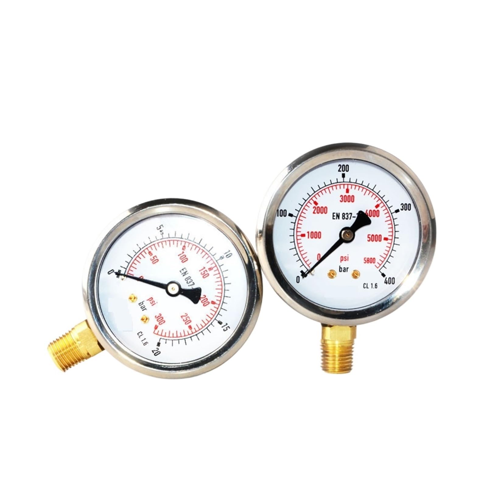 Manometro, Manometro olio idraulico ad alta pressione SM1SP63L 63mm 2,5 pollici 1/4 NPT liquidi Strumenti in acciaio inossidabile(0-100BAR)