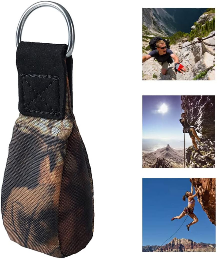 Throw Weight Bag Safety Rope Throwing Bag Outdoor Sports Arborist Tree Rock Climbing Spelunking Stainless Steel Throwing Bag Camouflage Throwing Rope Bag