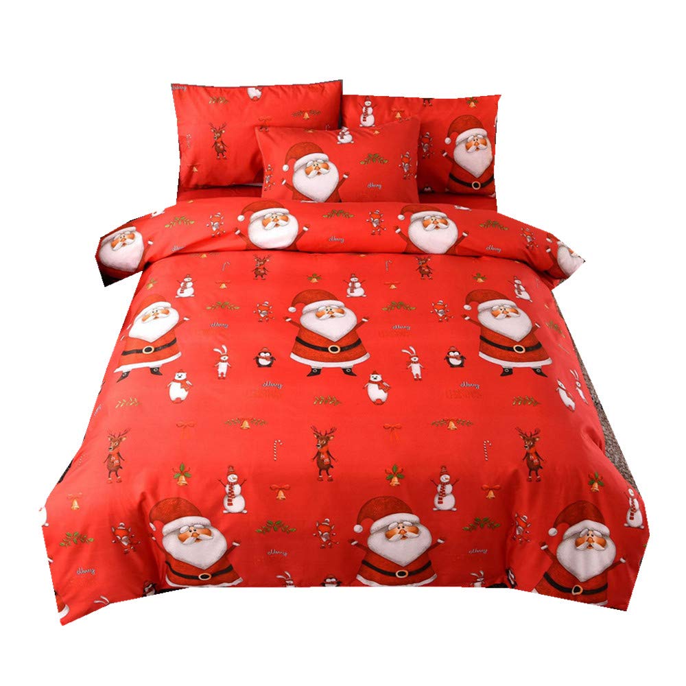 Housse de couette Noël cerf rouge 220x240 cm en microfibre avec fermeture éclair