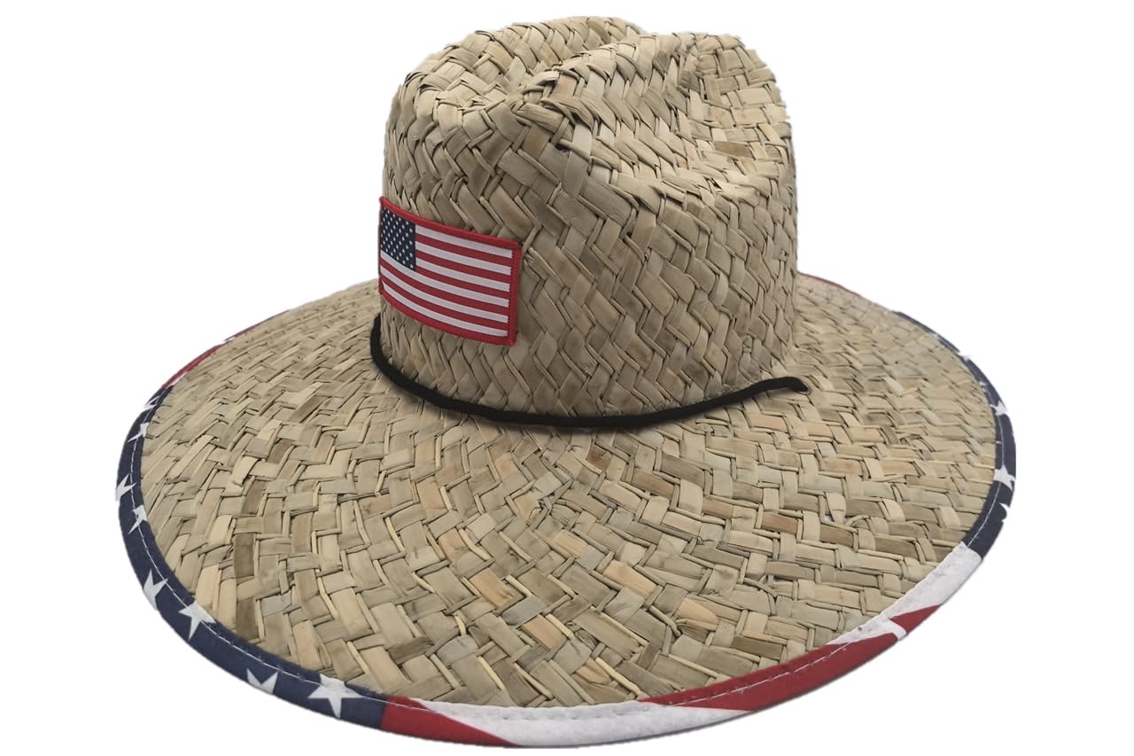 Men's and Wowen's Lifeguard Straw Hat Wide Brim Beach Hat Sun Protection Outdoor Hat for Fishing Hiking