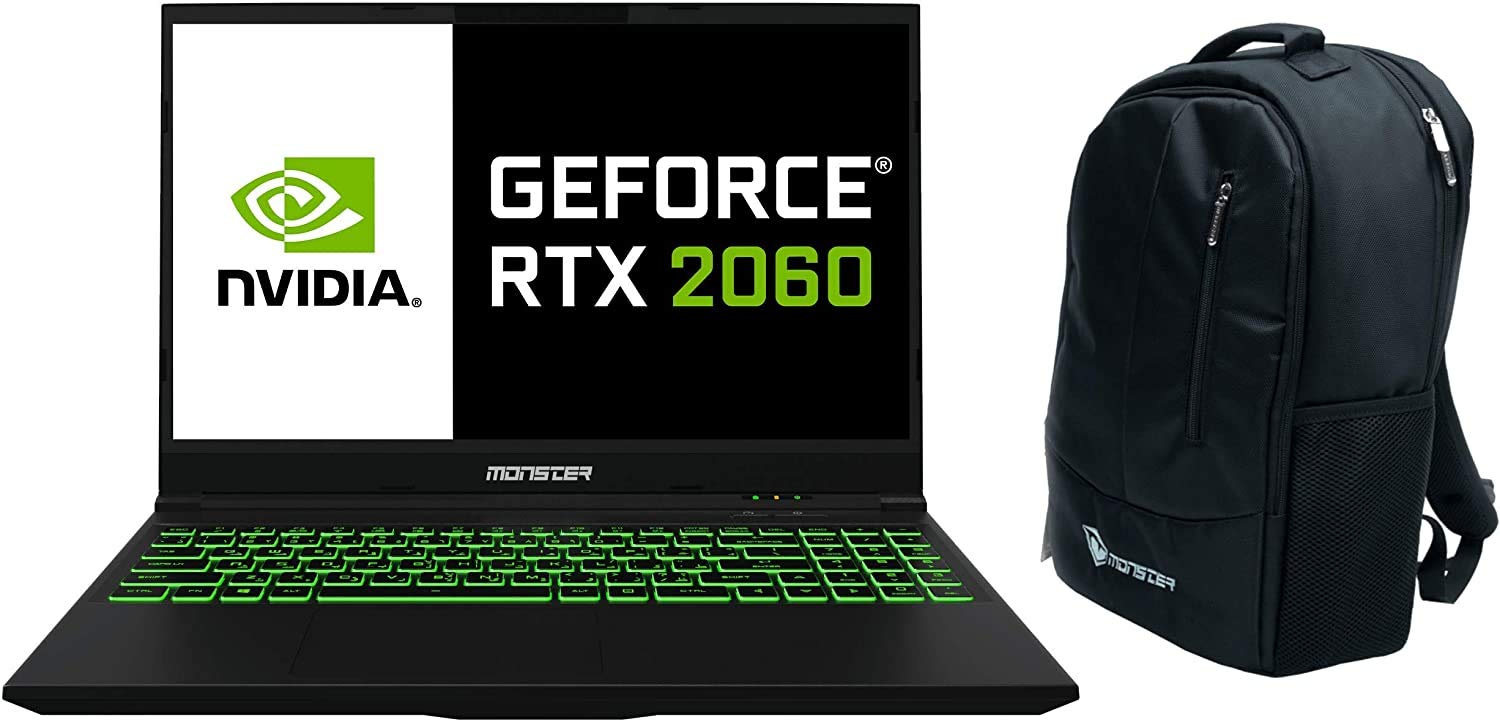 Monster Tulpar T5 V19.2.1 Gaming Notebook, Intel Core i7 10750H CPU, Gaming Laptop with 32GB RAM, 512GB SSD, Nvidia GeForce 6GB RTX-2060, Windows 10 Home, 15.6'' FHD 144Hz IPS-LED-Display + Backpack