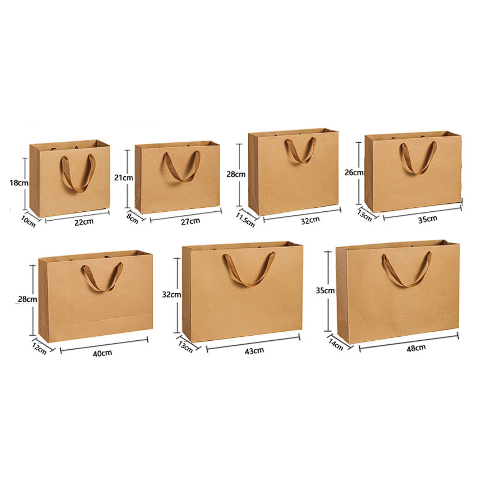 Wytrzymałe torby papierowe Kraft z uchwytem z bawełnianej linki, torby na zakupy na ubrania, kwiaty i okulary, opakowanie 20 opakowań na prezenty (32 x 11,5 x 28 cm)