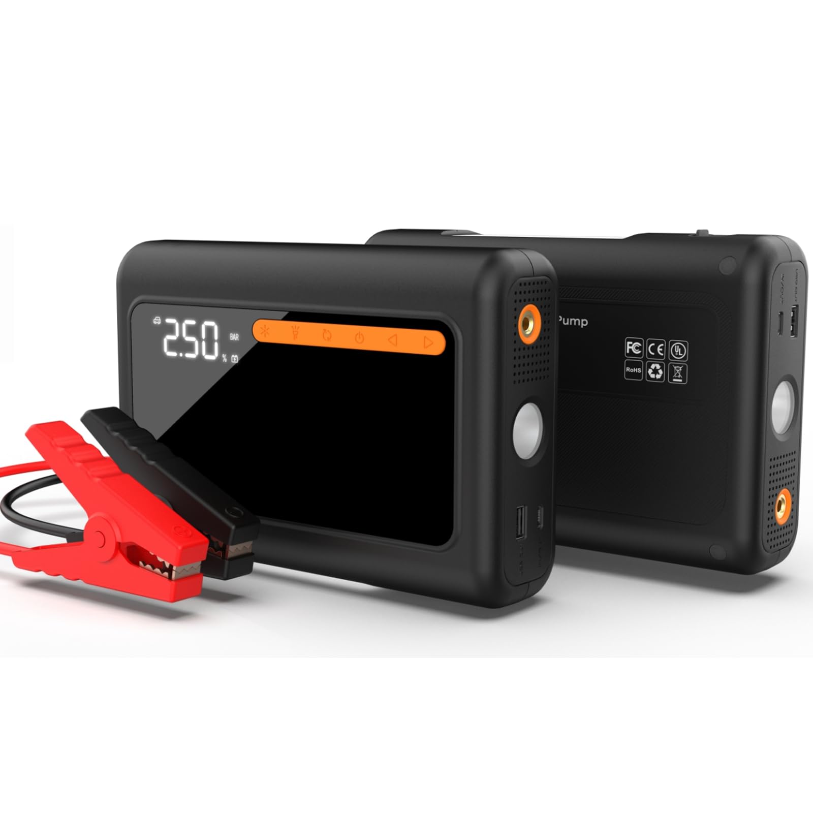 6000A Jump Starter with 230PSI Air Compressor 12V 24V Car Battery Booster 65W Fast Charge