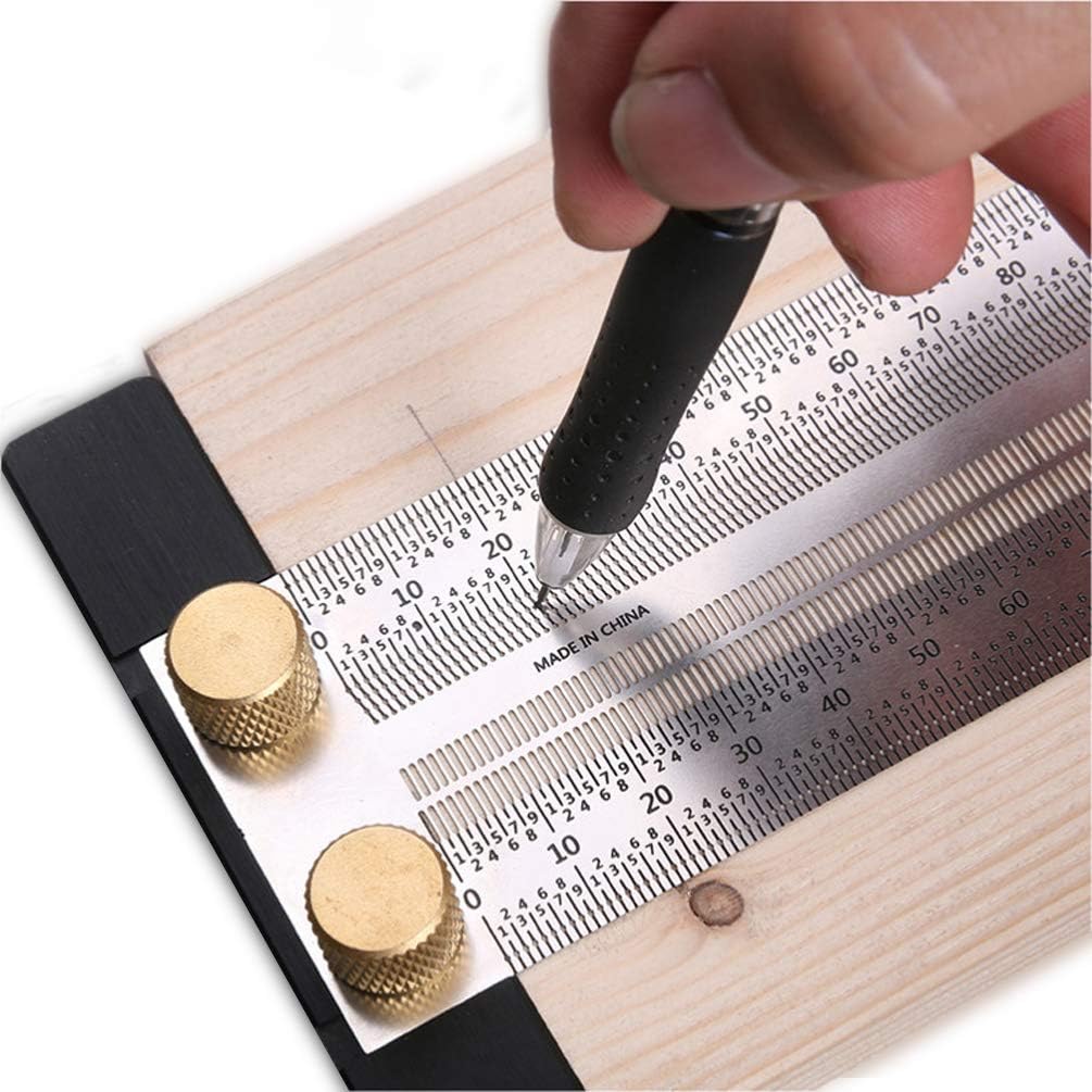 TERRIFIConstruction T Rule, Woodworking Precision Marking T Square Hole Ruler, Stainless Steel Measuring Device for Carpenter, Engineer (400 mm)