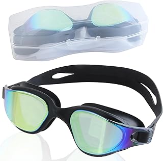 KEWAYO Swim Goggles, Wide View Clear View Swimming Goggles for Adult, Anti-Fog UV Protection No Leak Vision Pool Goggles