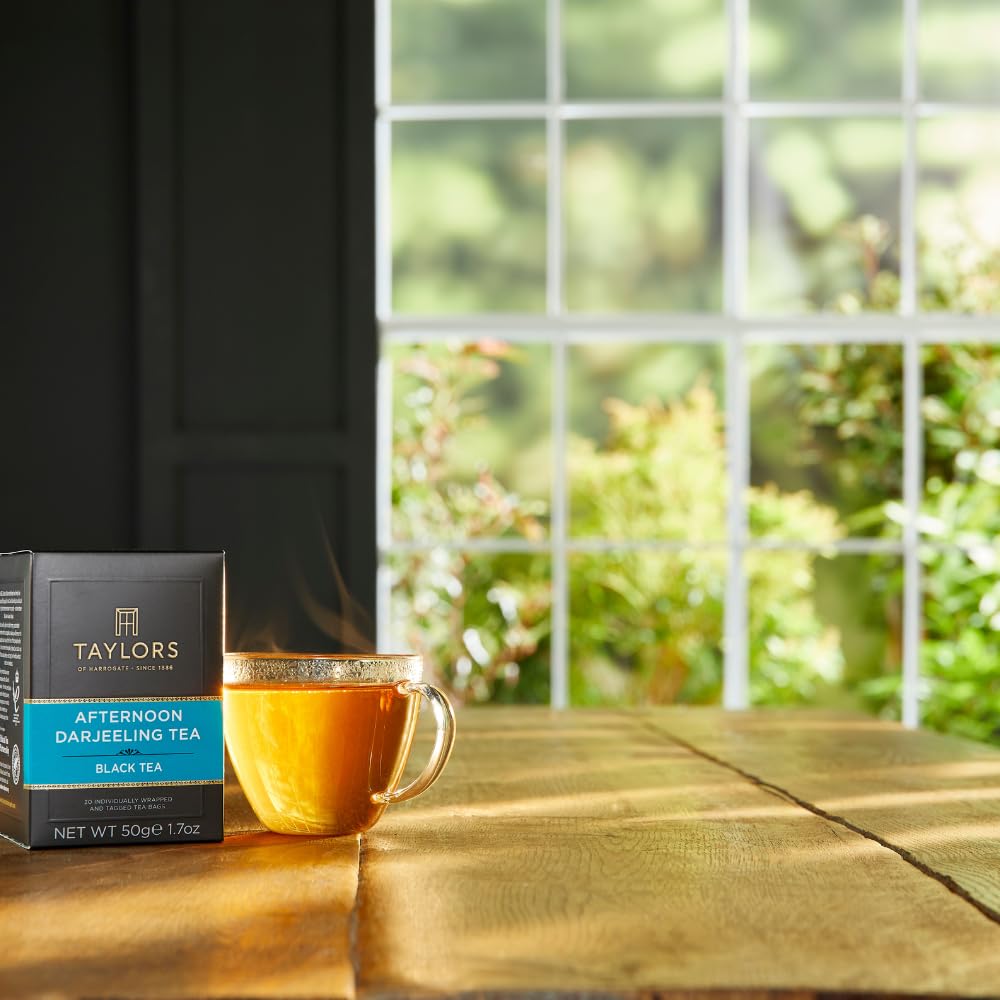 Taylors of Harrogate Afternoon Darjeeling Tea Delicate & Refreshing Black Tea / Té Nero del Pomeriggio Delicato & Rinfrescante - 1 x 20 Individually Wrapped and Tagged Tea Bags (50 Gram)