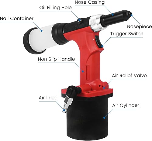 Miniatura 3 de Remachadora neumática de servicio pesado S70  Herramienta de remachado hidráulica neumática con tubo de remache de residuos, grado profesional para
