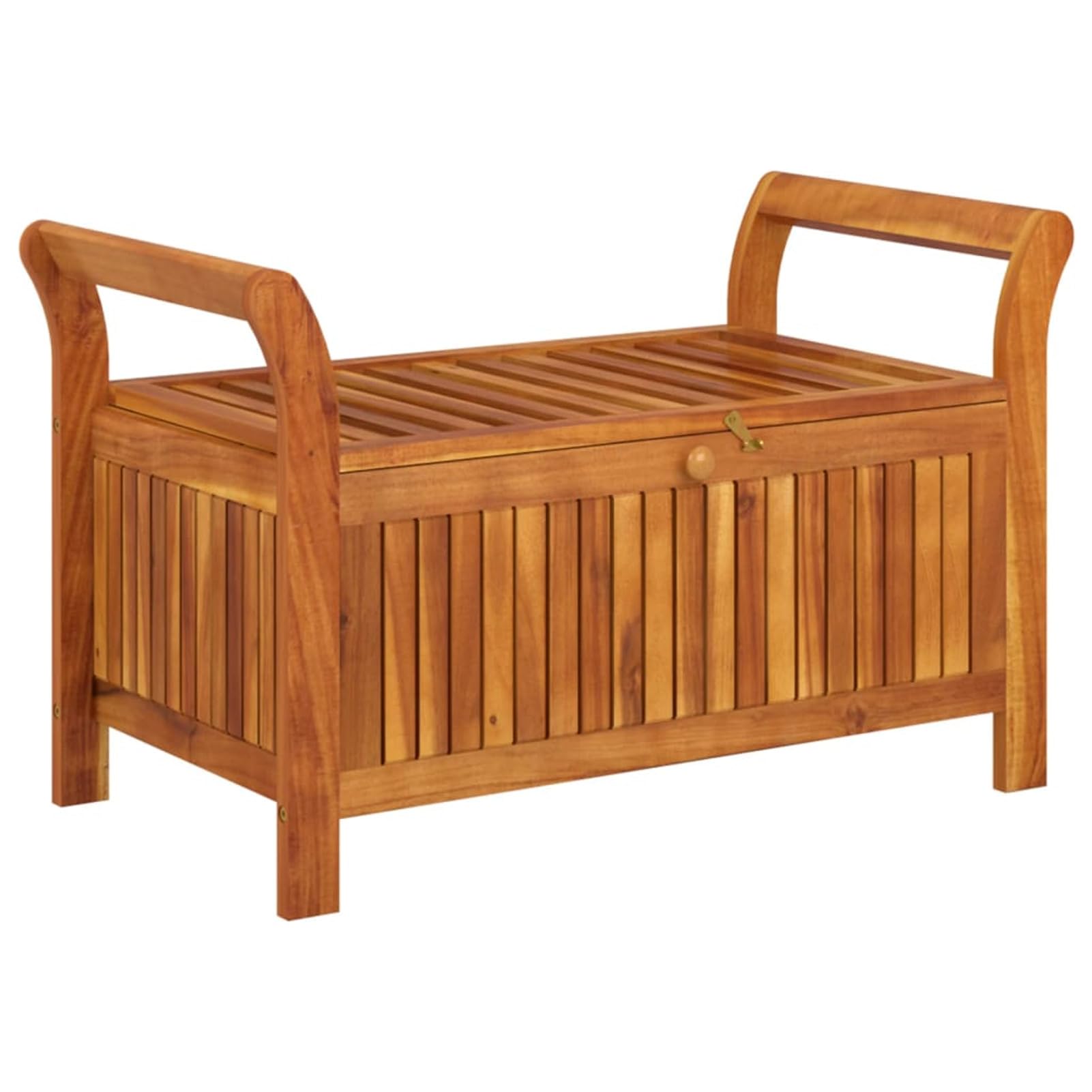 Festnight Panca Contenitore da Esterno, Panca Portaoggetti Giardino, Panca Contenitore Legno Cuscino 91 cm Legno Massello Acacia