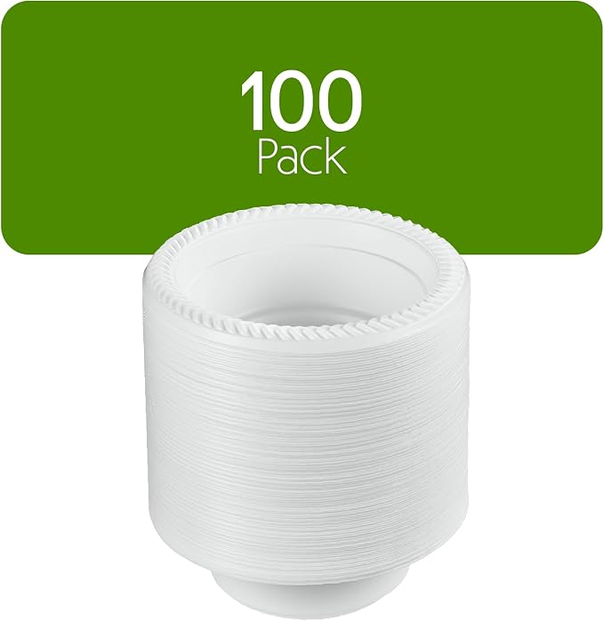 PLASTICPRO 100 piezas tazones plásticos blancos 5 oz desechables miniatura 7