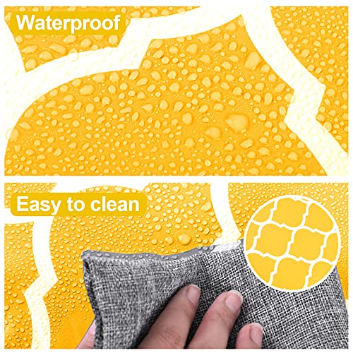 Ruisita 3 Pieces 72 Inches Plastic Picnic Table And Bench Fitted Tablecloth Cover Garden Bench Tablecloth Long Chair Covers Set For Picnics Indoor And Outdoor Dining, Yellow #TOP3