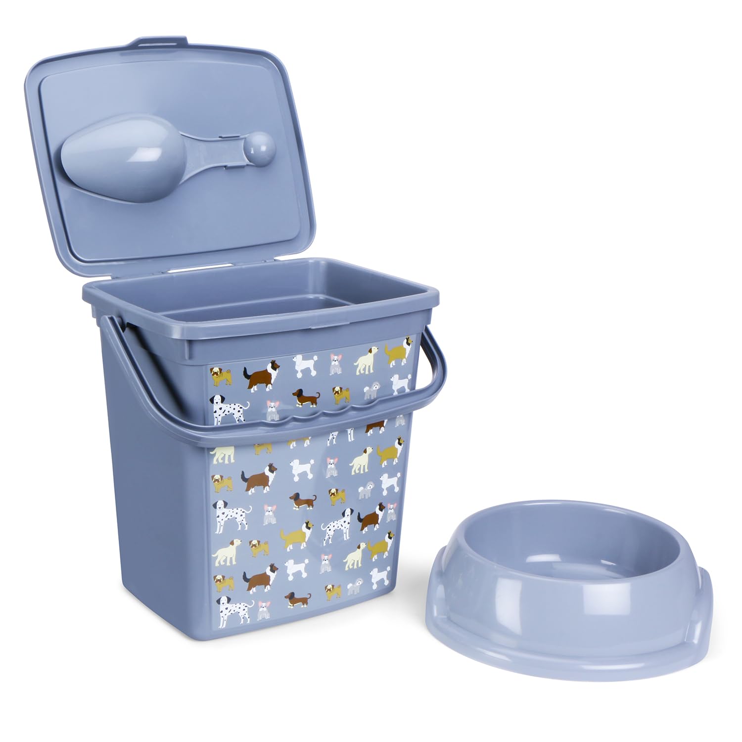 COMET Plastics 6L Pet Food Storage Container With Scoop and Pet Food Bowl | Cute Dog Artwork on your pet food storage container | Pet food bowl -750ml | BPA Free | Grey | Free Scoop | Free Bowl | 2