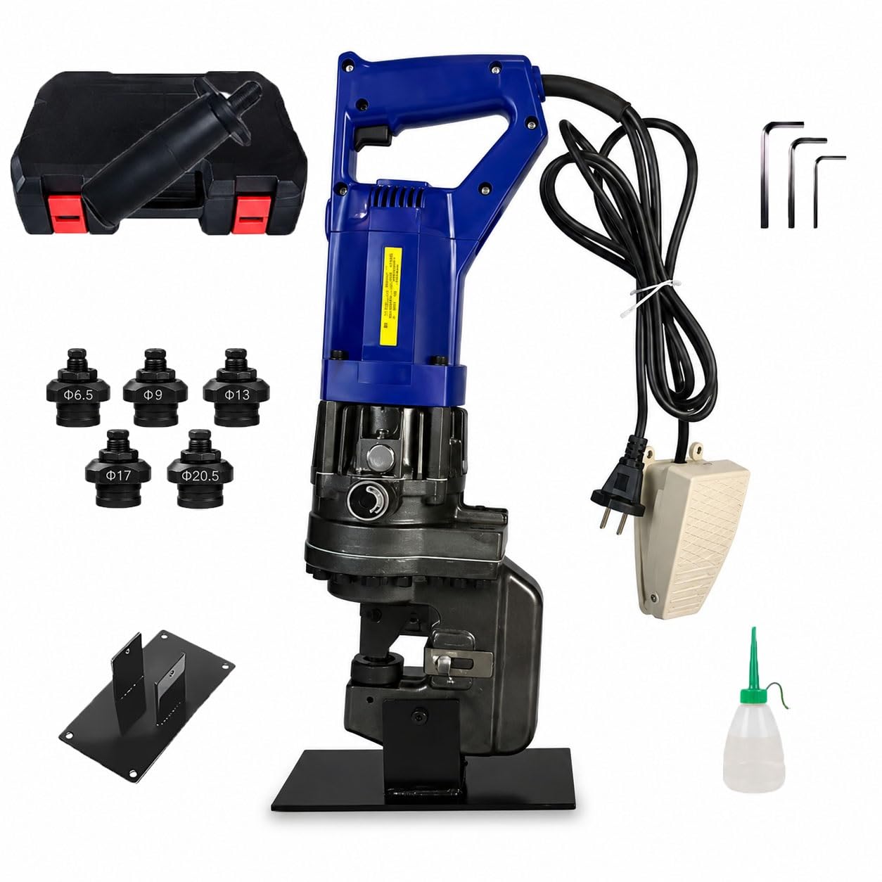 Koyike One Color Hydraulic Puncher 1400W Industrial Metal Hole Puncher With Exchangeable Dies, Heavy Duty Electric Punching Machine For Pipeline Sheet Metal Works