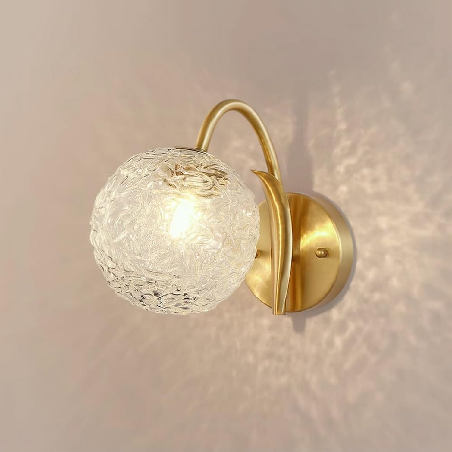 JKJZSALJ Wall Light Bedside Decor Lamp Modern Glass Shade Wall Lights With Bulb Brass Wall Mount Lamp Home Bedroom Bedside Wall Sconces - Bathroom Hallway Docoration Wall Reading Lamp