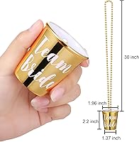 Vista 2 de Maitys 12 piezas de collar de cristal de chupito de novia con cuentas de plástico, lámina dorada para despedidas de soltera, fiestas nupciales Blanco