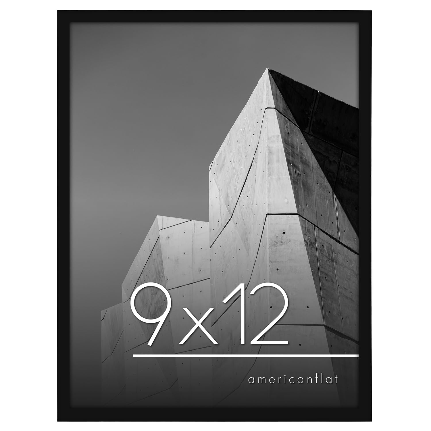 Americanflat 9x12 Picture Frame with Shatter-Resistant Glass - Streamline Collection - Thin Border Photo Frame for Wall and Tabletop Display - Hanging Hardware and Easel Back Included - Black
