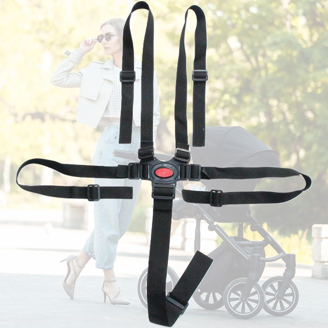 ZKGYUS Cinture Universali per Seggiolone Cinghie per Seggiolone a 5 Punti, Regolabile Cintura di Sicurezza per Bambini per Seggiolino Cinghie Passeggini per Bambini, Nero