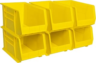 Akro-Mils 30260 AkroBins Plastic Storage Bins, 18"x11"x10", Yellow, 6-Pack