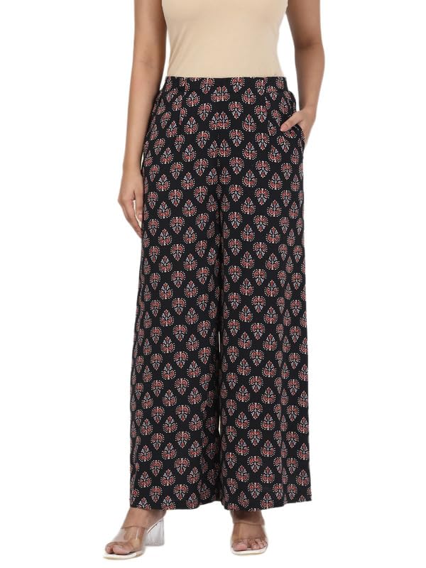 Image of GO COLORS Soft Viscose Printed Palazzo Full Length for Women| Breathable, Mid Rise