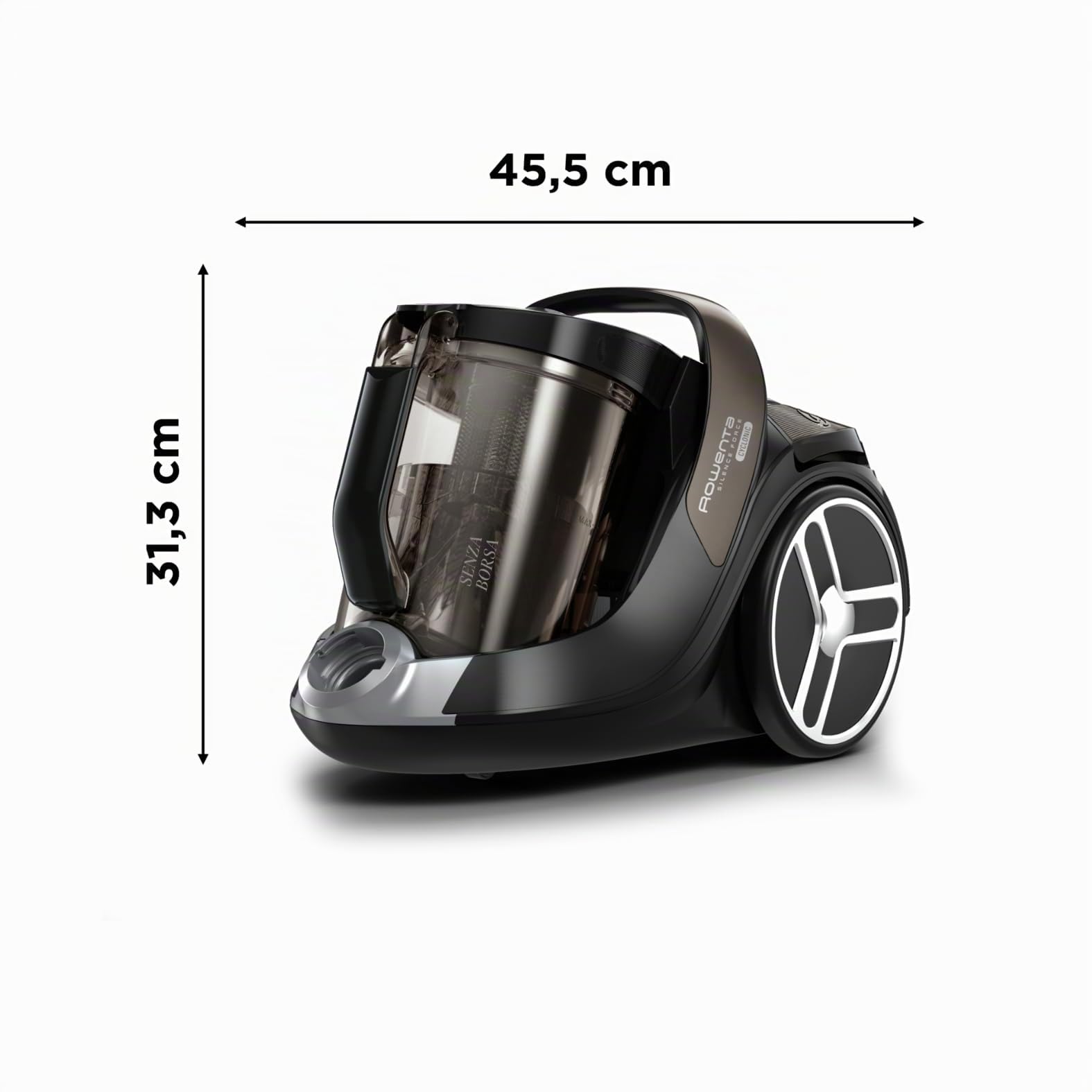 Rowenta Silence Force Cyclonic Aspirapolvere a Traino Senza Sacco Silenzioso, 2.5 L, 550 W, 67 dB(A), Tecnologia Ciclonica, Spazzola Power Air, Filtro Alta Efficienza, 4 Accessori Inclusi, RO7260