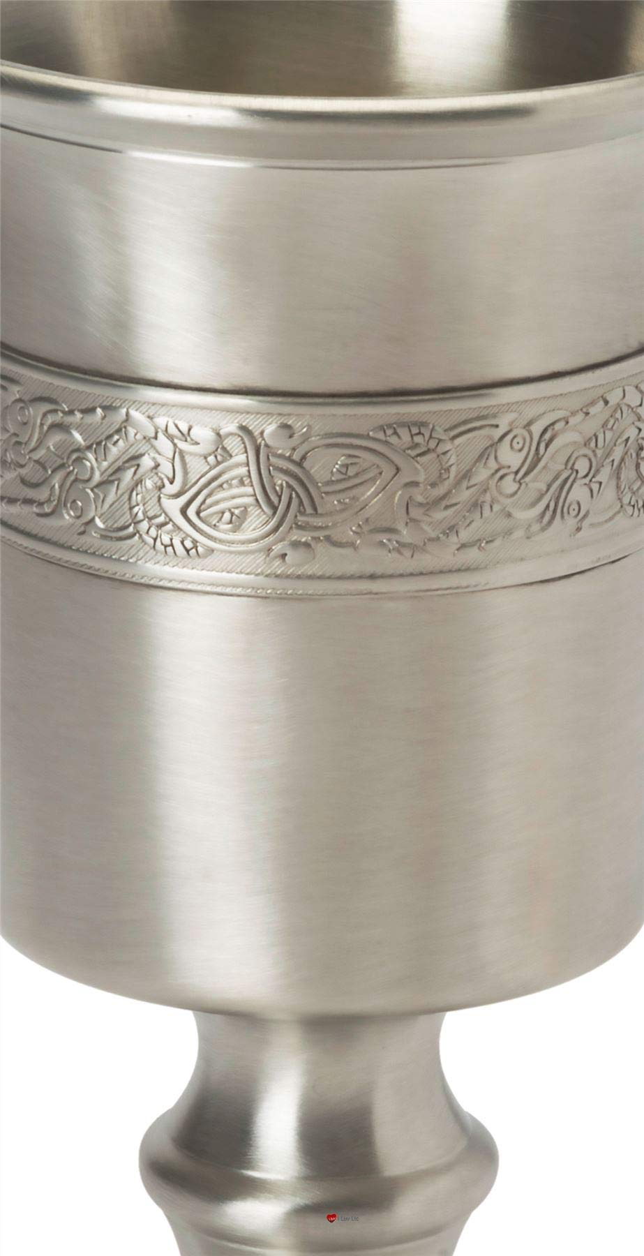 I LUV LTD 370ml Chalice With Celtic Dragon Design Banding Pewter With Satin Finish