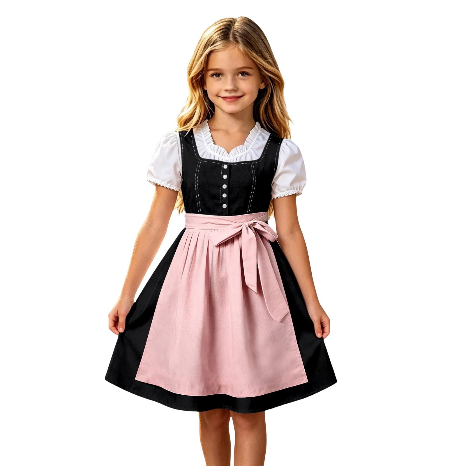 Girls Oktoberfest Costume Bavarian Beer Festival Dirndl Dress with Apron — image 1
