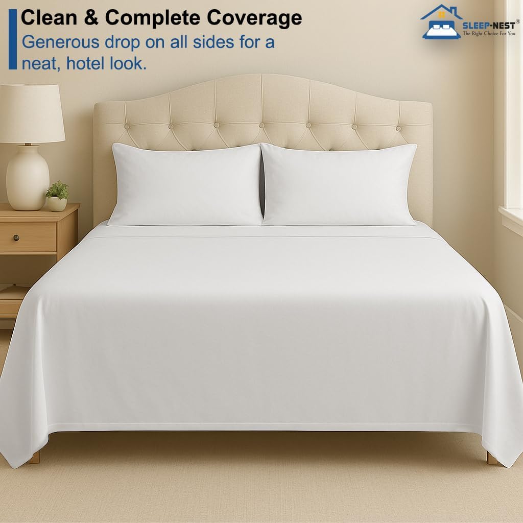 SLEEP-NEST Oversized King Flat Sheet 120"x120" - 1 Piece 100% Egyptian Cotton Hotel Luxury Top Sheet – Extra Large, Deep Pocket, Soft & Premium Bedding for Tall King & Cal King Beds - White