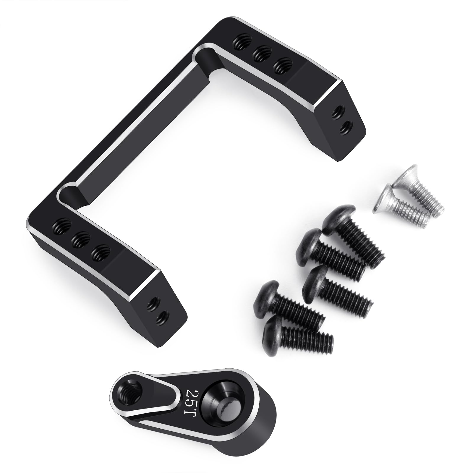 MORFUM RC Car Aluminium Servo Mount Servo Fixed Bracket Stand with Metal Servo Horn Arm for Losi 1/16 Mini-B 2WD Buggy RC Car Upgrade Parts