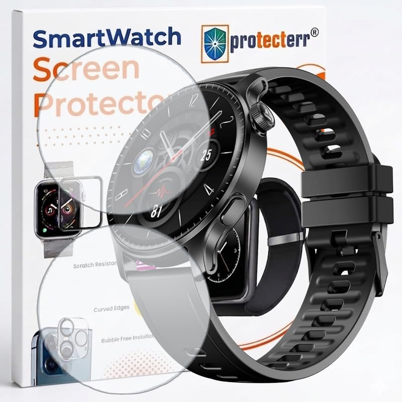 Image of 2-Pack Screen Protector for Boat Ultima Prime 1.43 inch Smartwatch - Flexible TPU Screen Guard, HD Clear, Anti Scratch, Bubble Free, Full Coverage Film - Not Tempered Glass