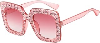 Oversized Square Sunglasses Unisex Crystal Rhinestone Thick Frame Sunglasses