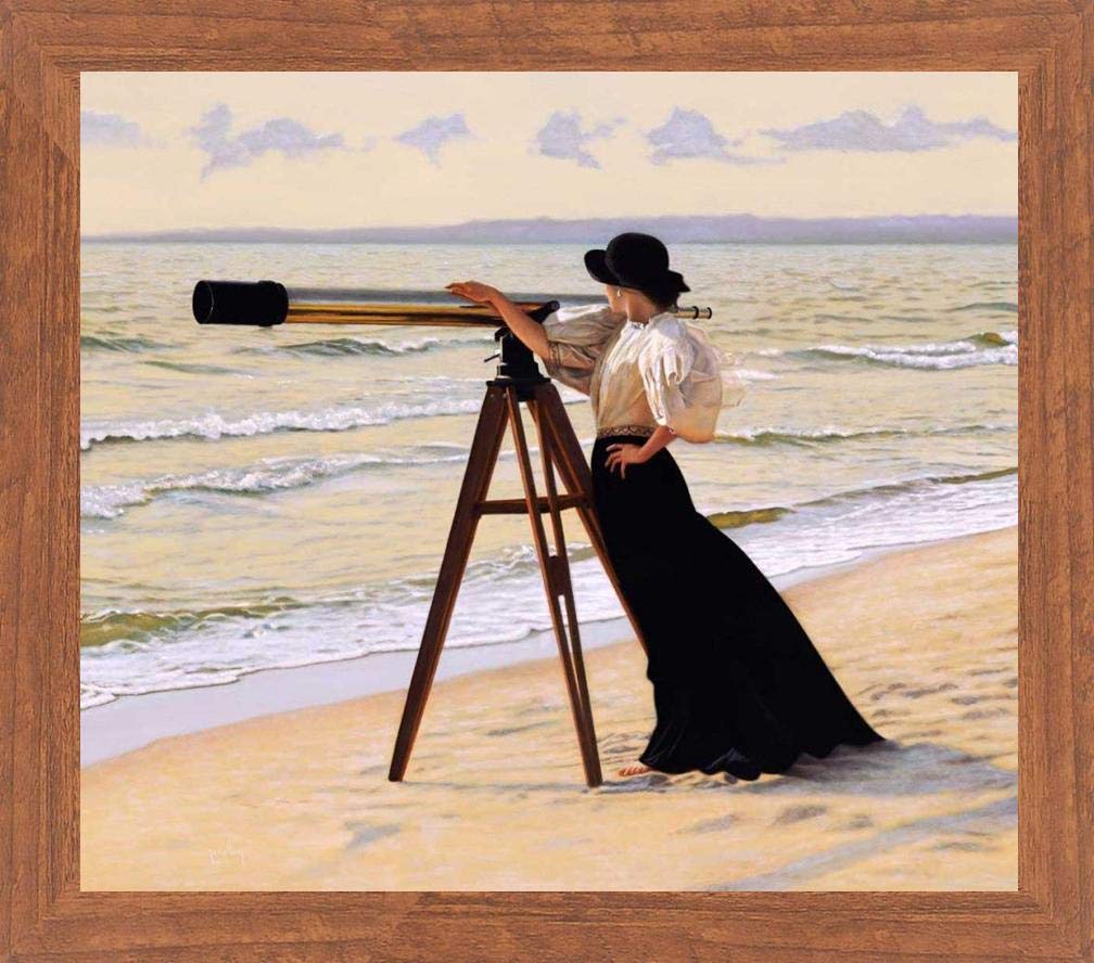 Amazon.com: Buyartforless Framed The Outlook - Woman with Spyglass