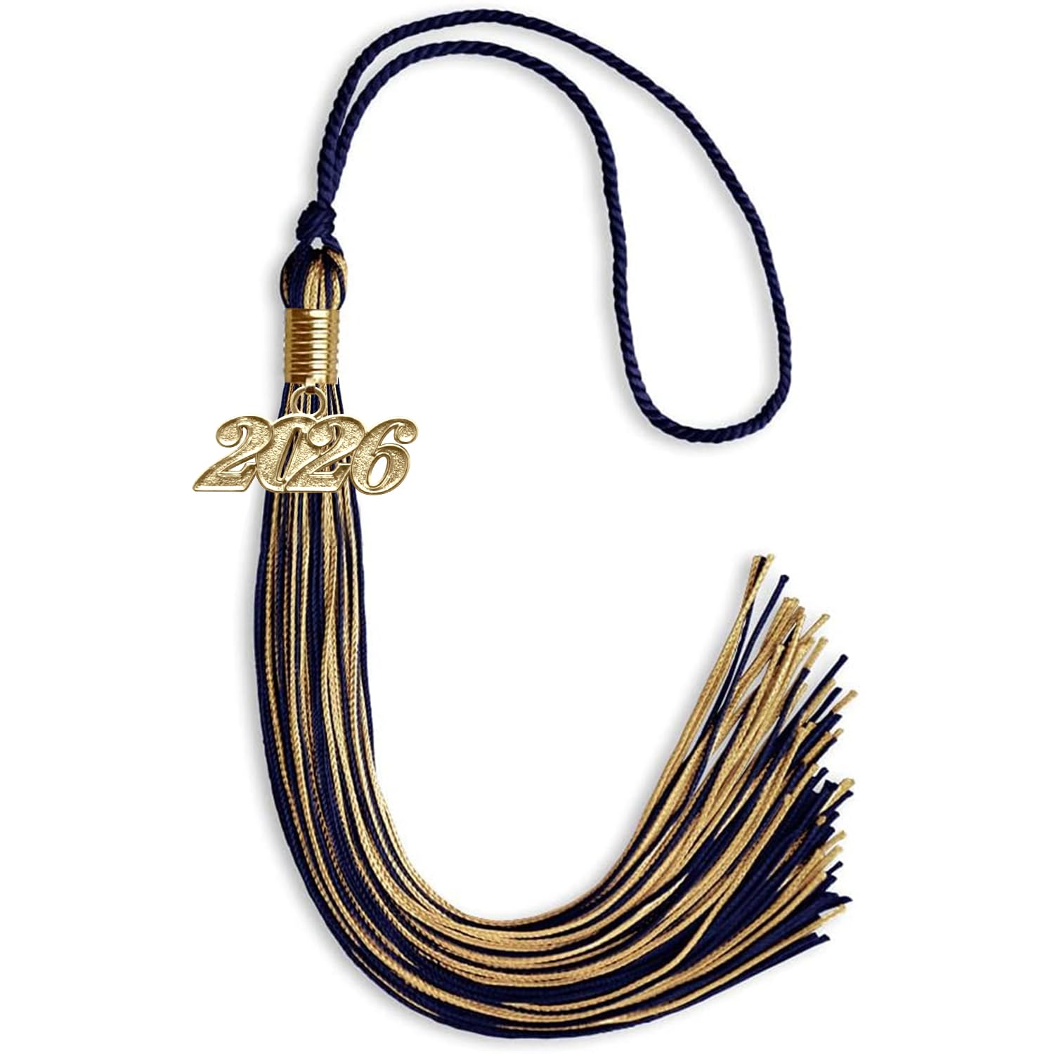 Endea Graduation Mixed Double Color Tassel with Gold Date Drop (Navy Blue/Antique Gold, 2026)