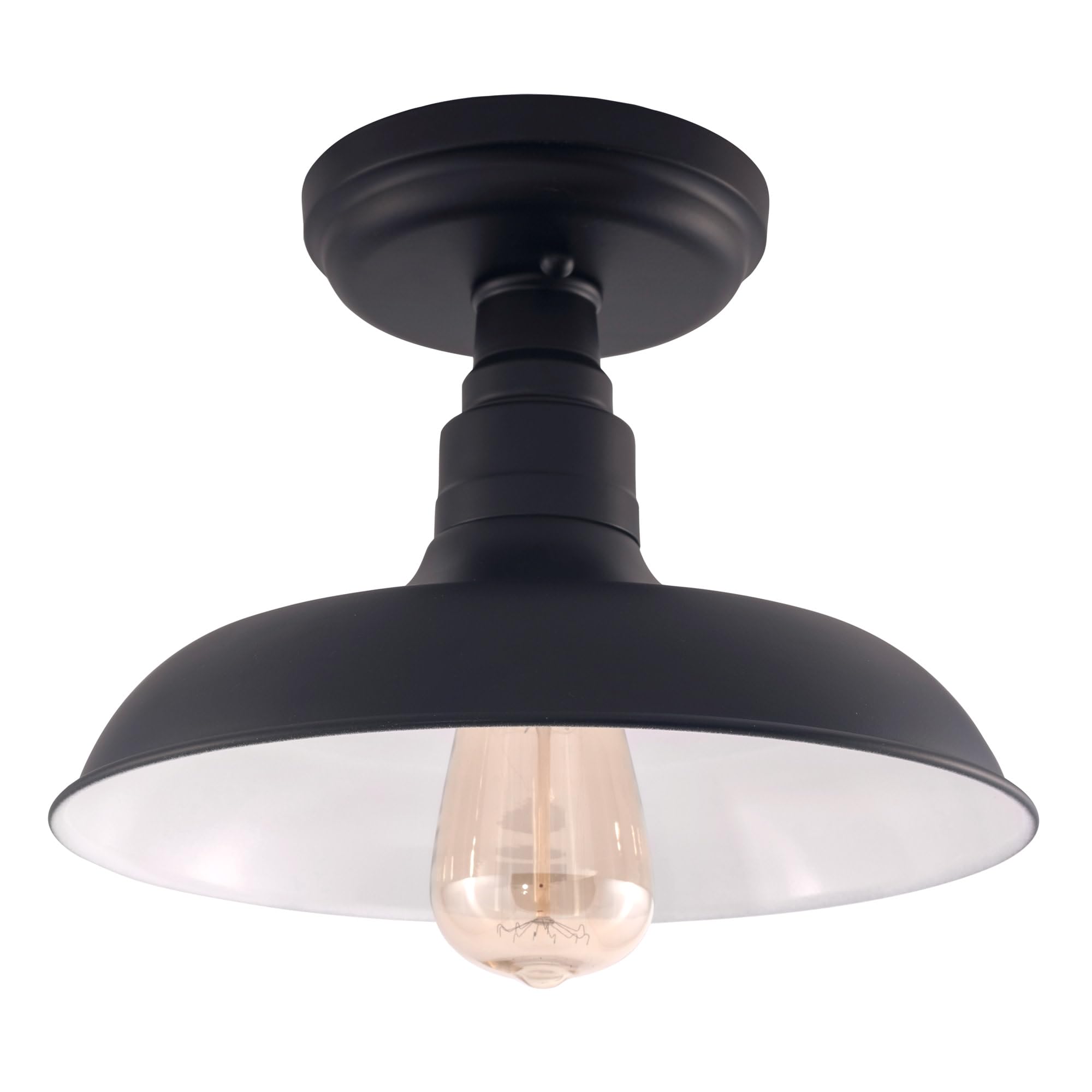 Design House 588525 Kimball Industrial Farmhouse 1 Light Indoor Dimmable Semi Flush Ceiling Light for Kitchen Hallway Dining Room Bedroom, Matte Black-image-6