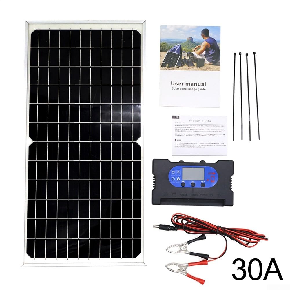 Pannello solare monocristallino da 17 W, 12 V, resistente alle intemperie (30 A)