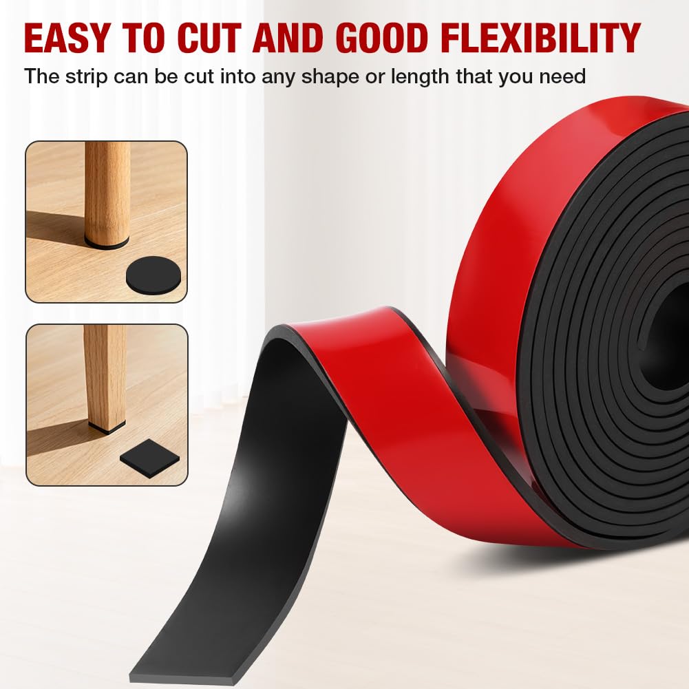 Tira de Goma Flexible Rollo de Caucho 3m×20mm×5mm, Plancha Goma Adhesivo,Gomas de Neopreno Plancha,para Sellos de Bricolaje,Protección de Revestimientos de Pisos,Antivibración,Antideslizante