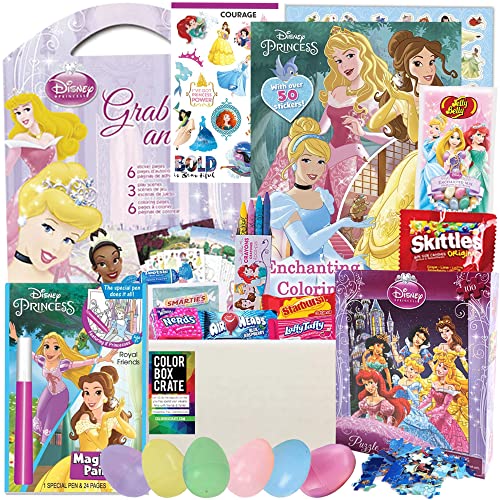 Disney Princess Easter Basket Care Package, 20pc Set, Girls Easter Toys with Girls Easter Basket Stuffers with Disney Princes Coloring Books, Disney Princess Stickers, and Girls Disney Princess Gifts