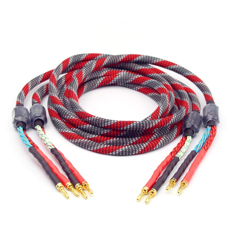 Jedna para kabli głośnikowych z miedzi bez tlenu, audiofilowe kable głośnikowe HiFi z wtyczką bananową (3 m)
