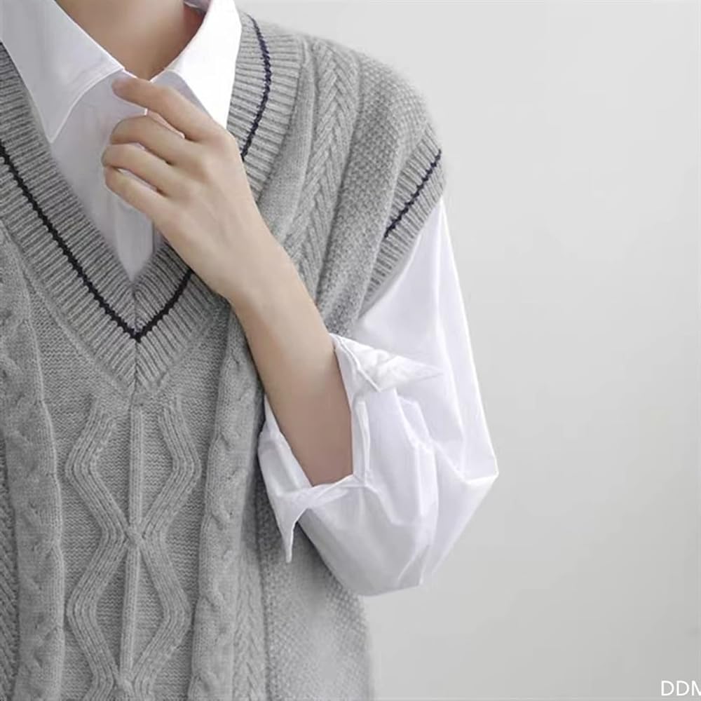 Womens V Neck Sweater Vest Oversized Sleeveless Loose Knit Tops
