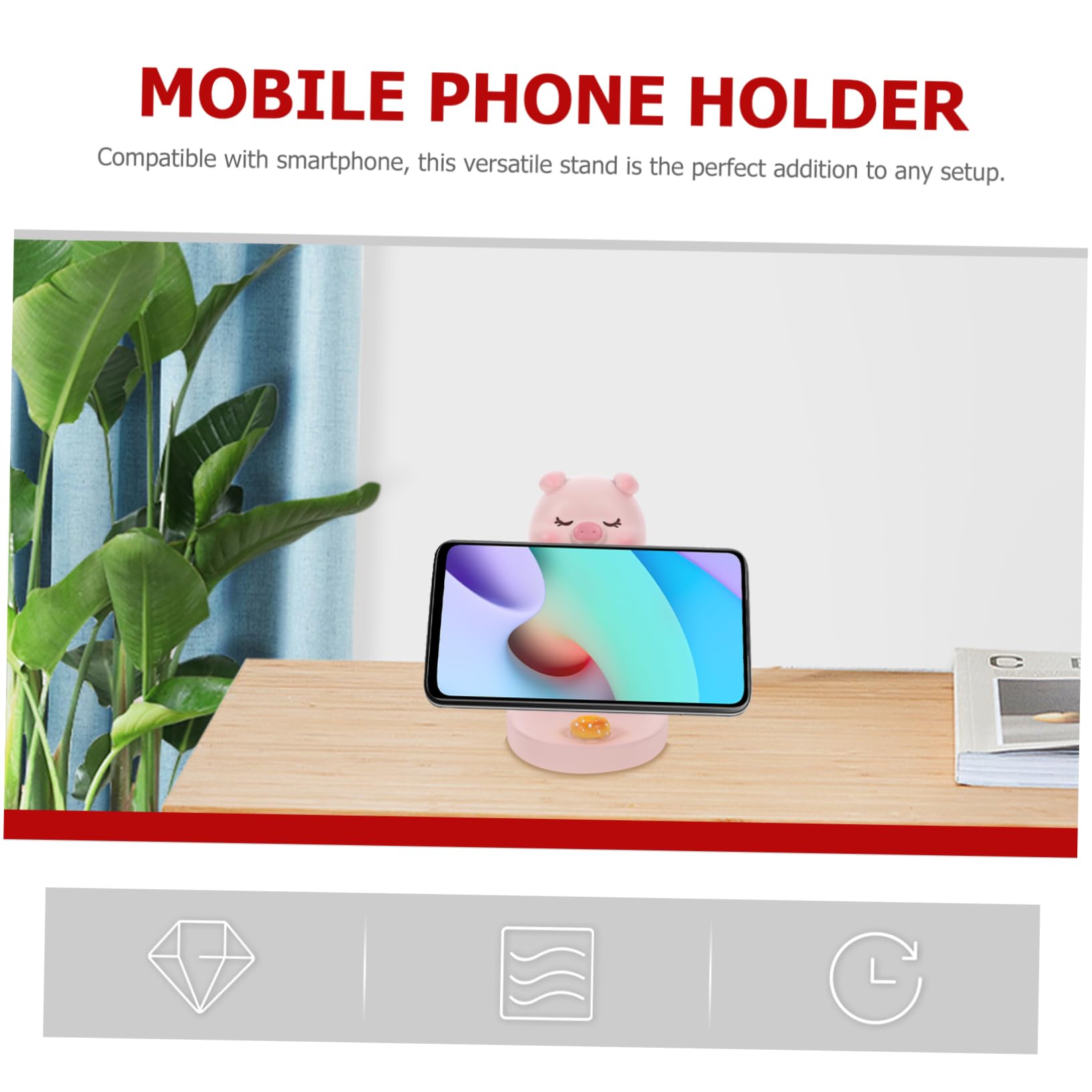 UKCOCO 4pezzi Supporto Per Telefono Da Scrivania Resina Forma Di Animale Design Portatile Con Base Antiscivolo Compatibile Con Smartphone Decorazione Funzionale Per Ufficio e Casa