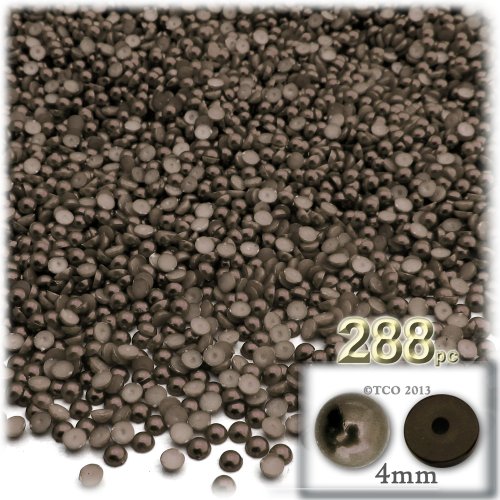 288pc Pearl Finish Half Dome Beads, Round, 4mm, Rustic Copper Brown