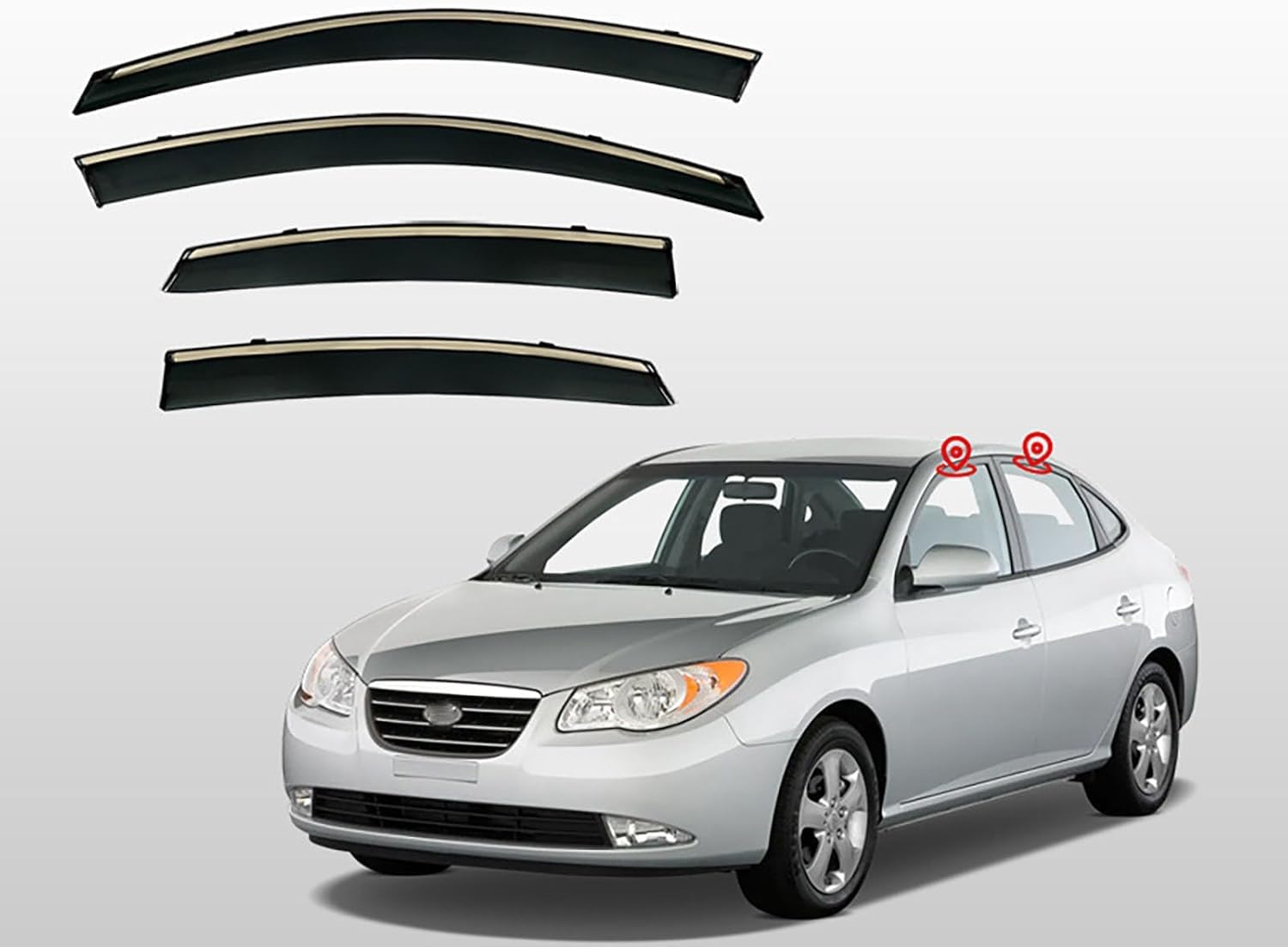 PANXUC Car Wind Deflectors for Hyundai Elantra EV MK4-HD 2009-2016, Side Window Wind Rain Deflector Window Visor Sun Rain Guard Smoke Guards