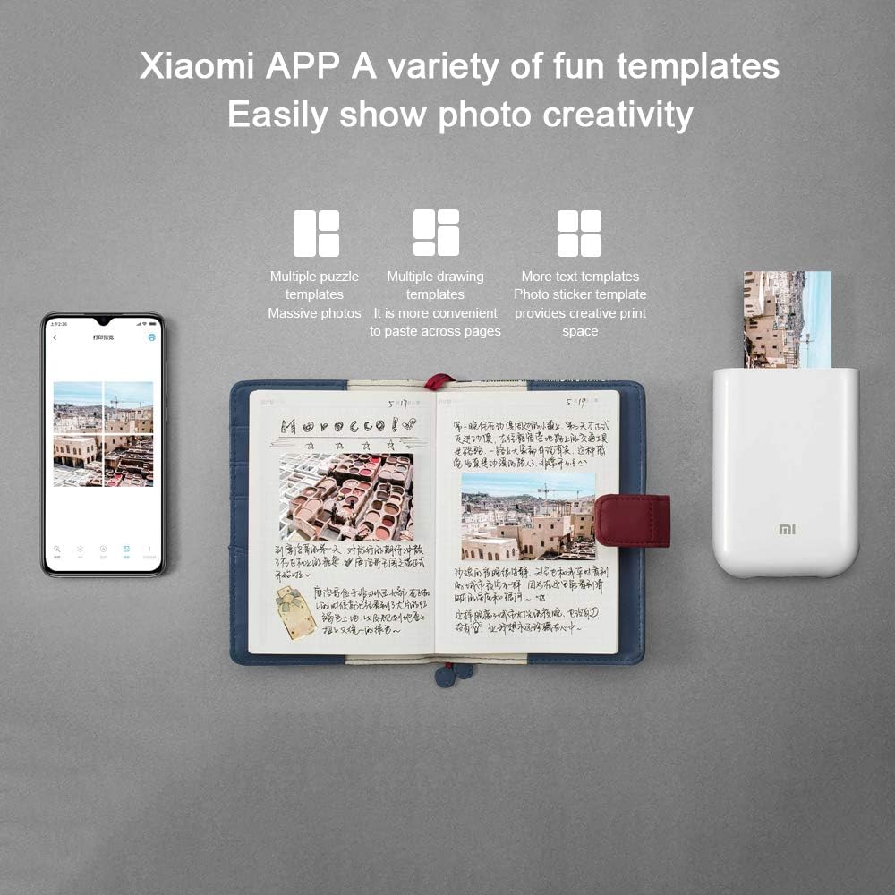 Selbstklebendes Fotopapier, 50 x 76 mm, 50 Blatt (5 Packungen mit 10), kompatibel mit Xiaomi-Druckern, ohne ZINK-Tinte, für tragbare Mini-Drucker