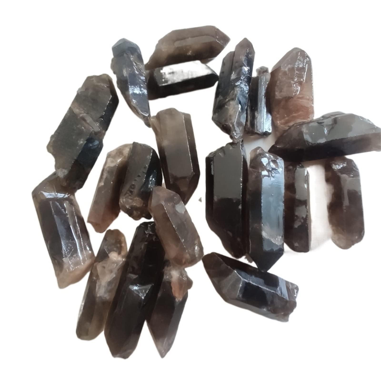 Kolekcje domowe 50-100 g 30-50 mm naturalny kwarc dymny herbata kryształ punkt kamień sześciokątne pryzmaty kwarcowy różdżka obelisk kamień DIY prezent (kolor: 40-50 g, rozmiar: 30-50 mm)