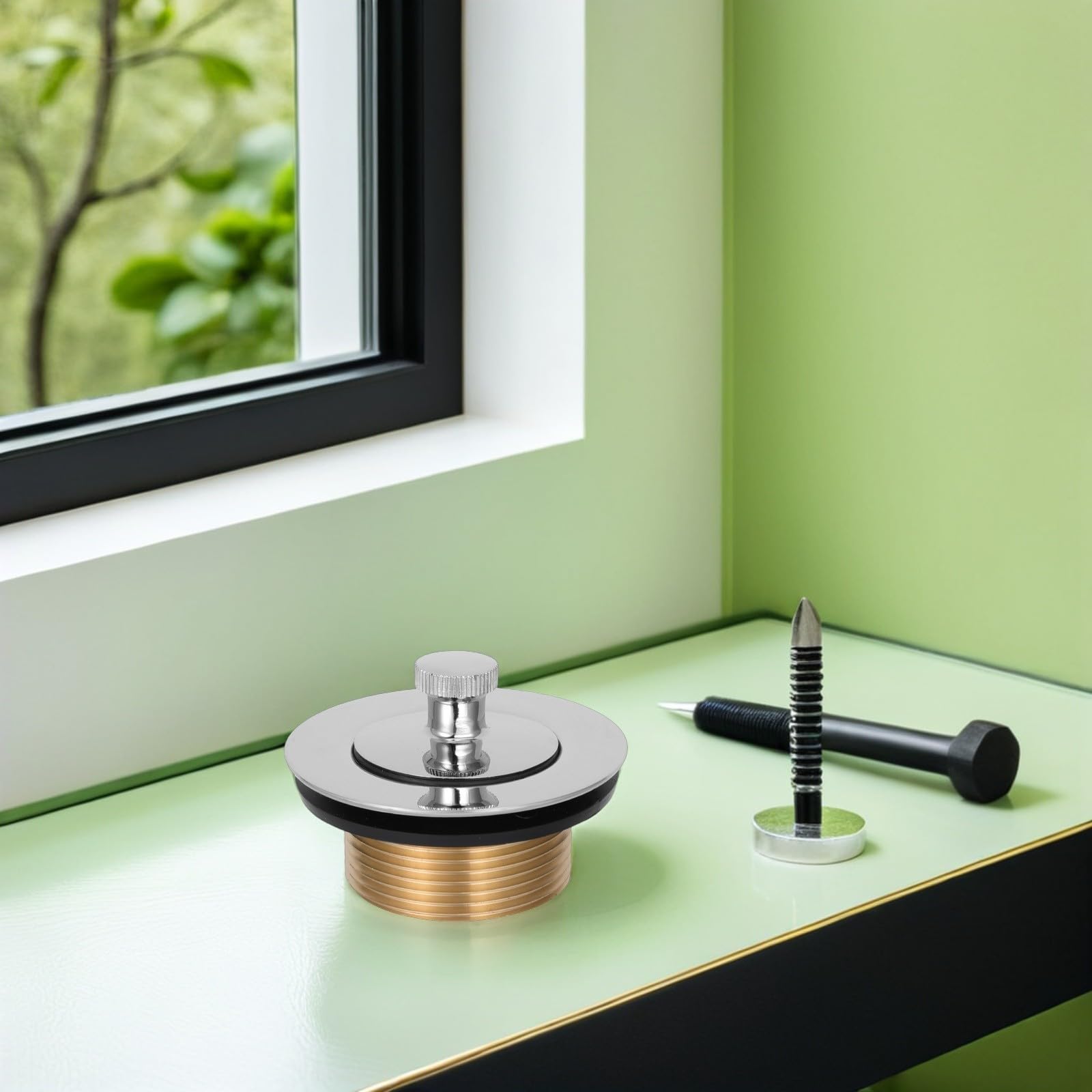 Badewannenablauf Umrüstset mit 2-Loch Überlaufplatte in Silber | Kupfer und Zinklegierung, 1-5/8 In. -16 Unc Sowie 1-1/2 In. -11-1/2 Npsm, 1/4 -20 Unc Schraube