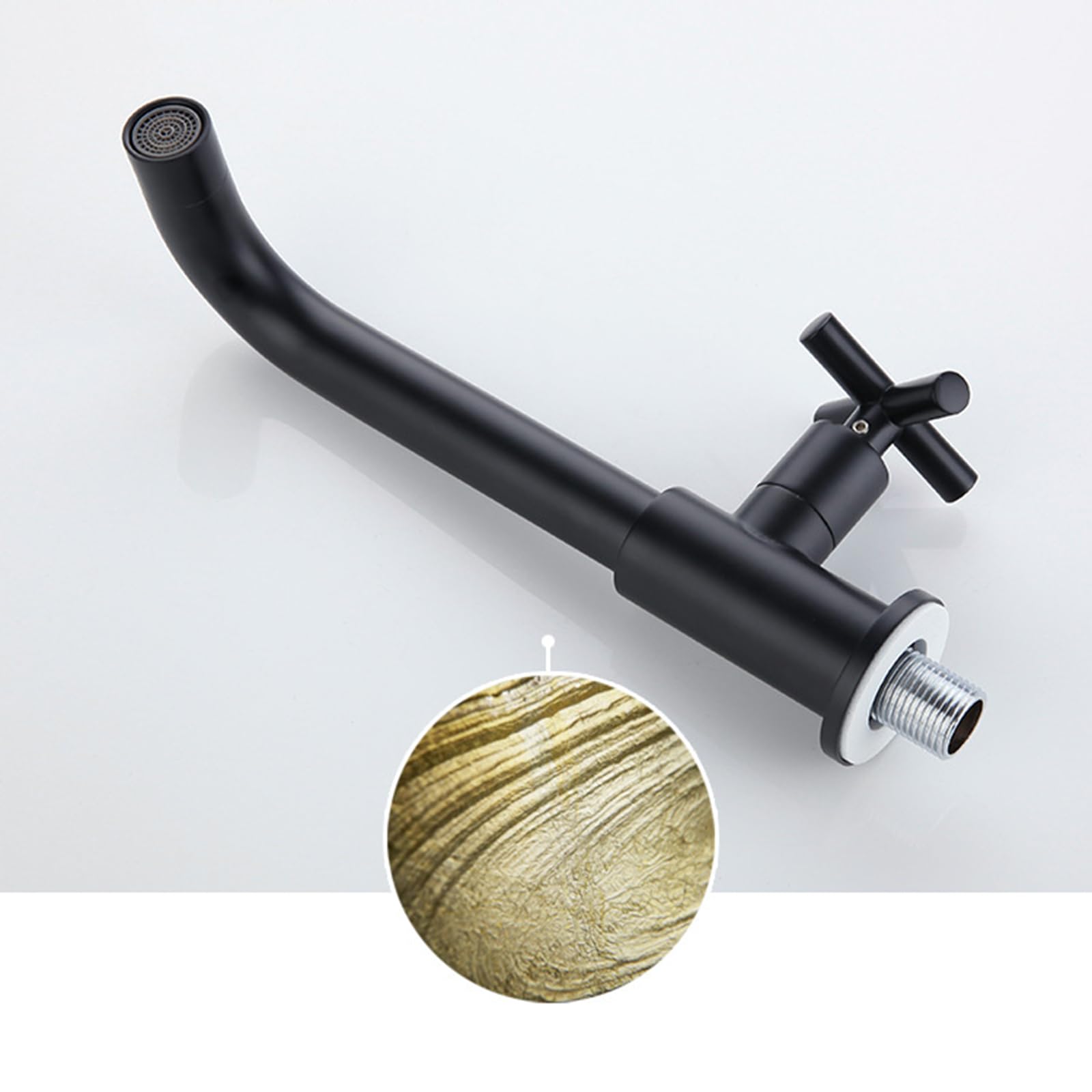 Rubinetto da Cucina a Parete da 24 cm, Finitura Oro Spazzolato. Struttura in Ottone Resistente, Design Elegante, beccuccio Lungo per Un Facile Flusso d'Acqua. Perfetto per cucine Moderne.